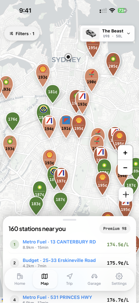 Map of fuel stations near you